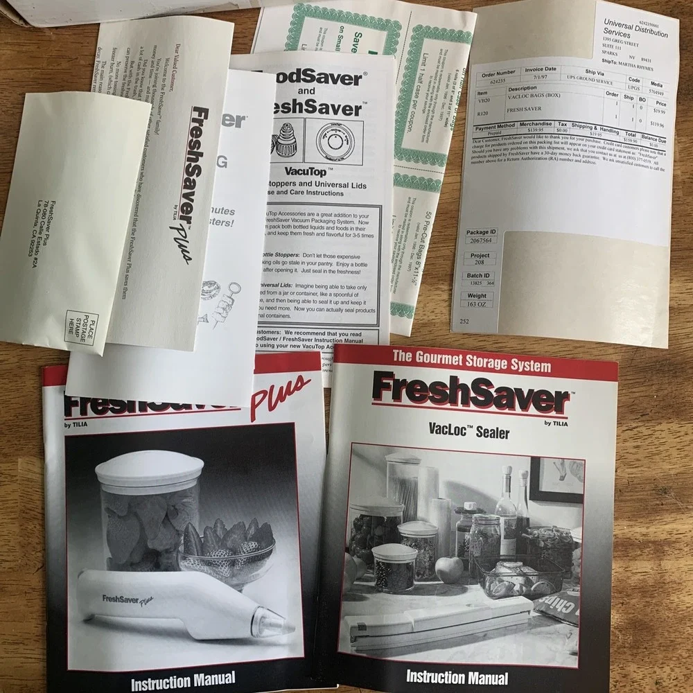 Vintage FreshSaver Plus & VacLoc Sealer by Tilia Open Box With Little To No Use